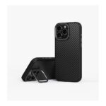 Uniq Keva Max iPhone 16 Pro Max Genuine Aramid Fiber Case Ultra Tough With Build-in KickStand - Black - تصویر 2