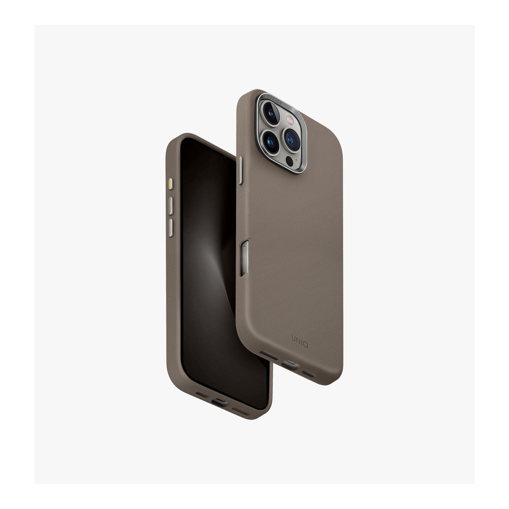 Uniq20Lyden20Flint20Grey208886463690024.jpg UNIQ Lyden iPhone 16 Pro Max DUO Series Protective Vegan Leather Case With Aluminum Camera Bazel 2.5m Drop Test - Flint Grey - تصویر 1