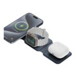 Bazic GoMag Trio Plus 3 in 1 Elevated Foldable Magnetic Wireless Charger 15W Blue - تصویر 5